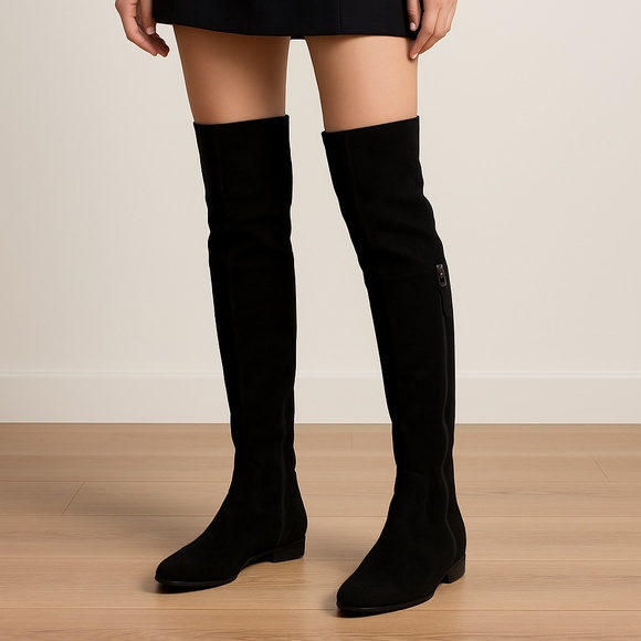 Stuart Weitzman Black Suede Over-the-Knee Boots | Size 6M | Made in Spain - Picture 1 of 8